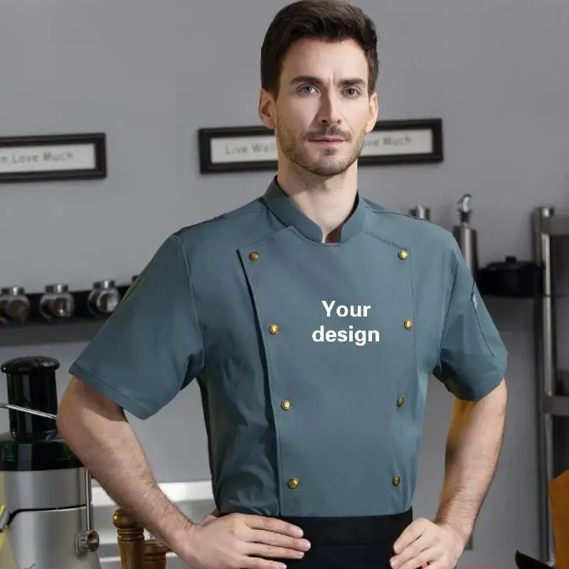 Five Star Hotel Chef Uniform Jacket Personalized Custom LOGO Kitchen Cooking Workwear Short Sleeved Bread Coffee Shop Clothes
Five Star Hotel Chef Uniform Jacket Personalized Custom LOGO Kitchen Cooking Workwear Short Sleeved Bread Coffee Shop Clothes