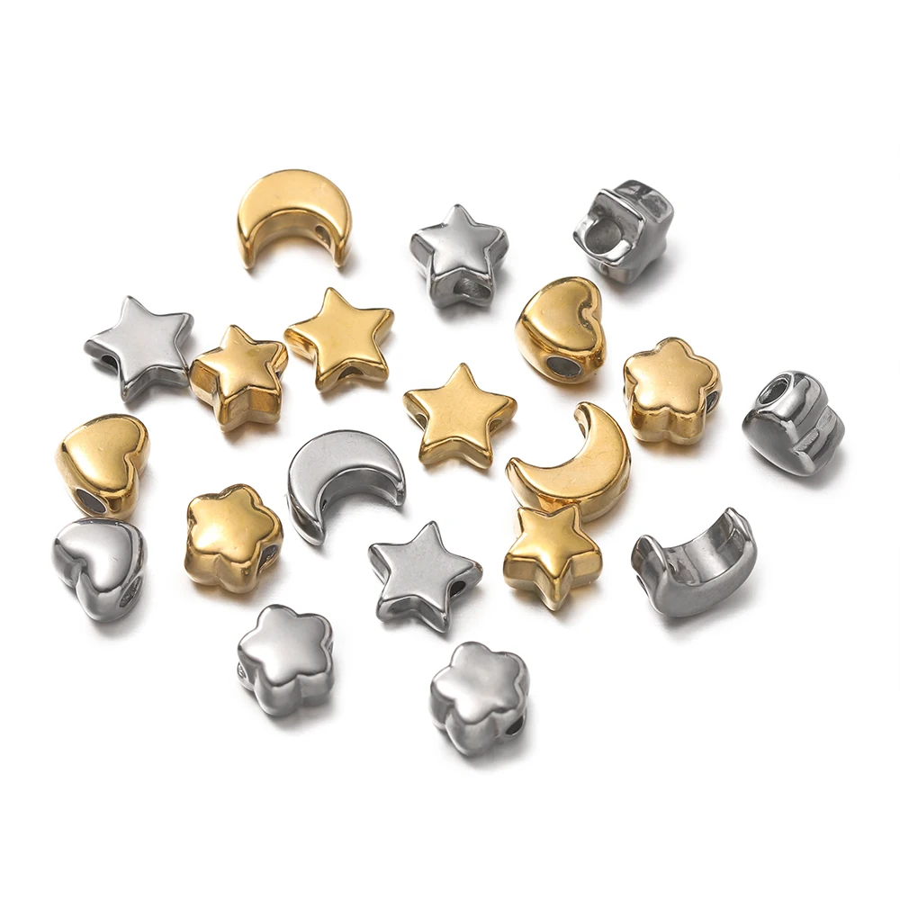 5Pcs/Lot Stainless Steel Star Love Heart Moon Flower Loose Spacer Beads for DIY Necklace Bracelet Jewelry Making Accessories
5Pcs/Lot Stainless Steel Star Love Heart Moon Flower Loose Spacer Beads for DIY Necklace Bracelet Jewelry Making Accessories 