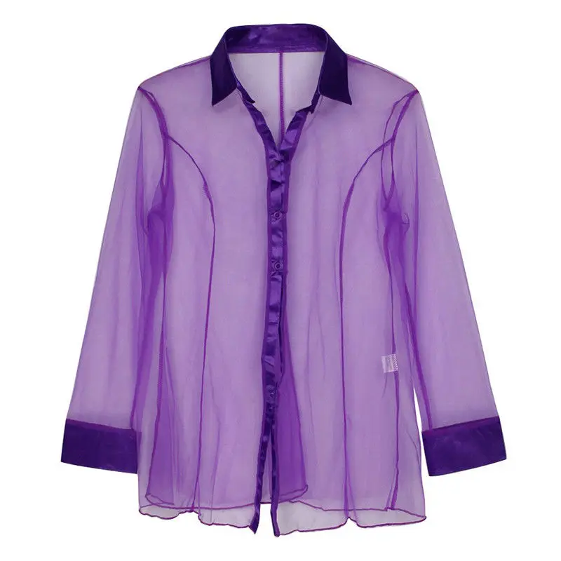 Sexy Women's Sheer Shirts Mesh Blend Lingerie Sleepwear Nightwear Shirtdress Breathable Female Shirt Robe
Sexy Women's Sheer Shirts Mesh Blend Lingerie Sleepwear Nightwear Shirtdress Breathable Female Shirt Robe