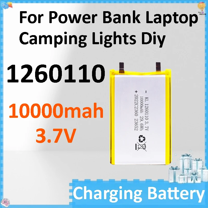 3pcs 1260110 Battery 3.7V 10000mAh Battery for Power Bank Laptop Camping Lights Diy
3pcs 1260110 Battery 3.7V 10000mAh Battery for Power Bank Laptop Camping Lights Diy