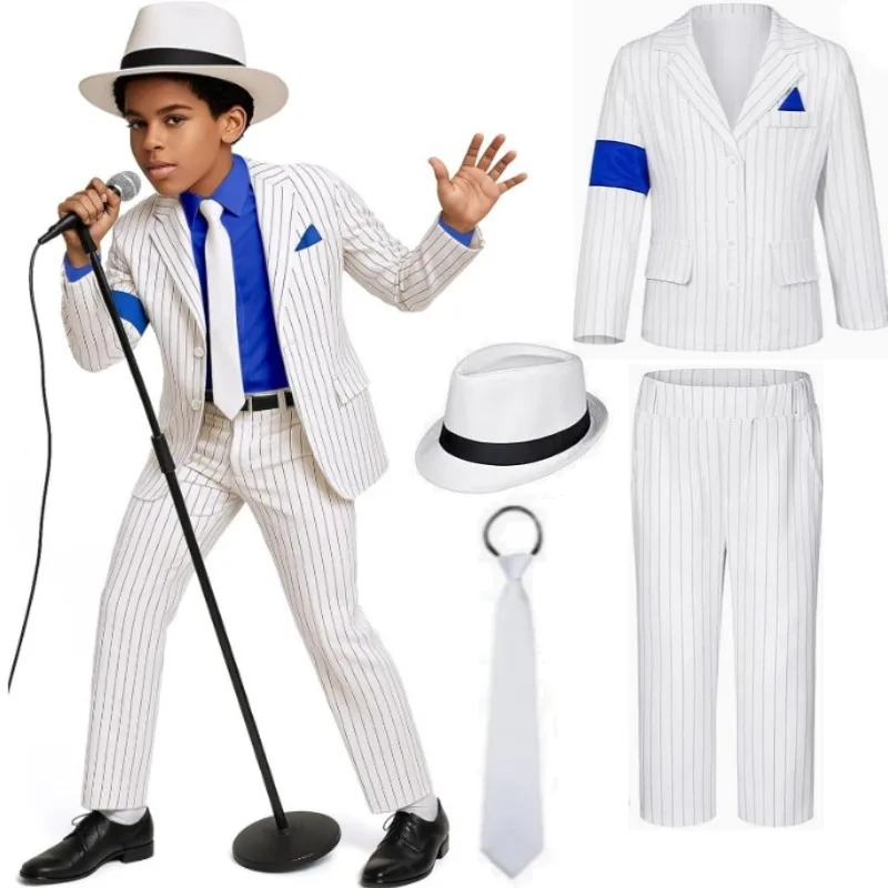 Kid Dance Star Costume 80s 90s Pop Retro Criminal Vocal Concert History Stripe Outfit Suit for impersonator Star Stage Halloween
Kid Dance Star Costume 80s 90s Pop Retro Criminal Vocal Concert History Stripe Outfit Suit for impersonator Star Stage Halloween