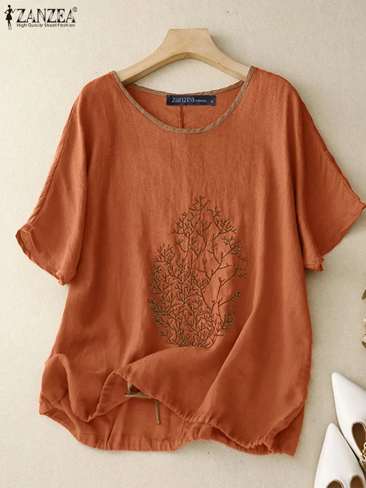 Блузка ZANZEA женская с принтом, модная Повседневная Туника с коротким рукавом, свободная рубашка с круглым вырезом и бандажным подолом, лето 2024
Блузка ZANZEA женская с принтом, модная Повседневная Туника с коротким рукавом, свободная рубашка с круглым вырезом и бандажным подолом, лето 2024