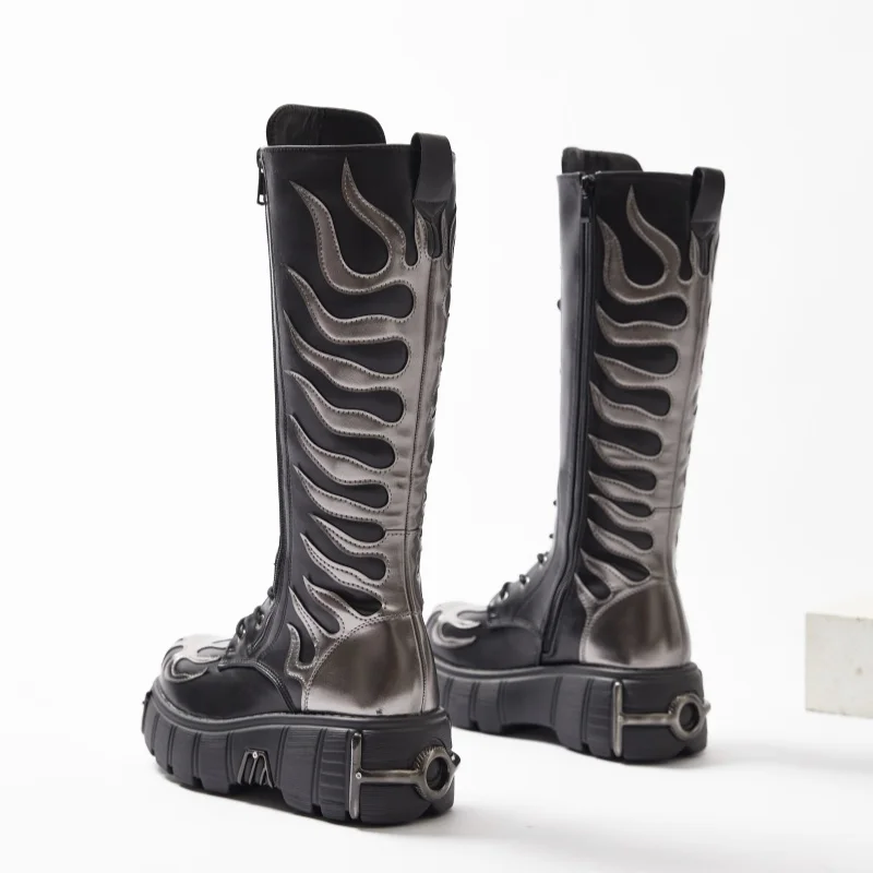 Punk Retro Flame Women's Knight Boots Large Size Runwy Chunky Heel Metal Decoration Motorcycle Boots High Platform Gothic Shoes
Punk Retro Flame Women's Knight Boots Large Size Runwy Chunky Heel Metal Decoration Motorcycle Boots High Platform Gothic Shoes