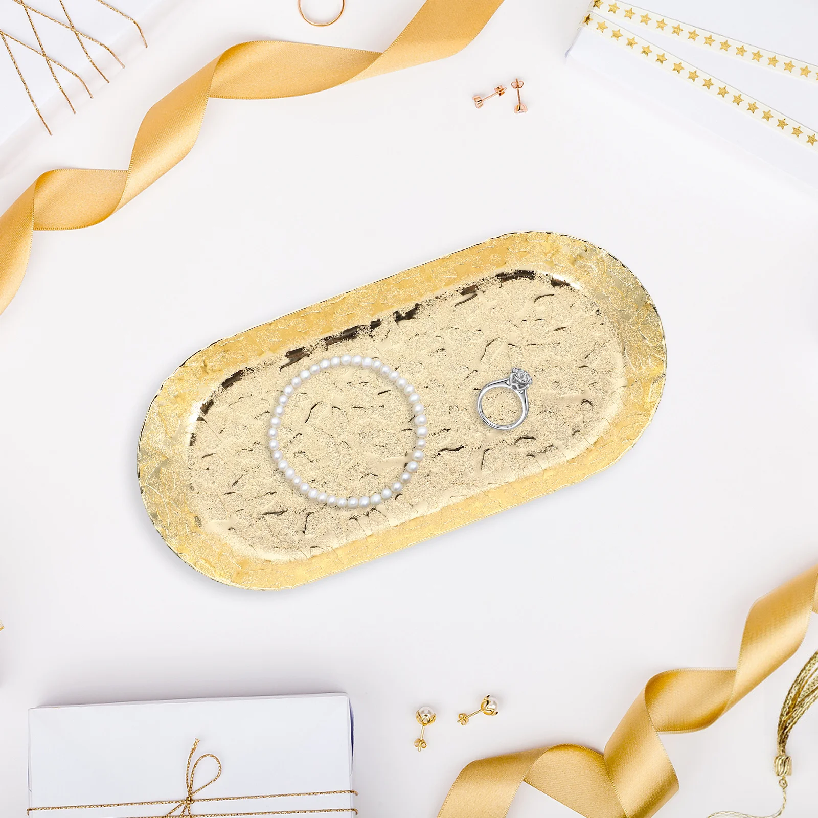 Hammered Snack Tray Stainless Steel Jewelry Organizer Multi-Use Storage Tray For Home Bathroom Sink Table Decor
Hammered Snack Tray Stainless Steel Jewelry Organizer Multi-Use Storage Tray For Home Bathroom Sink Table Decor