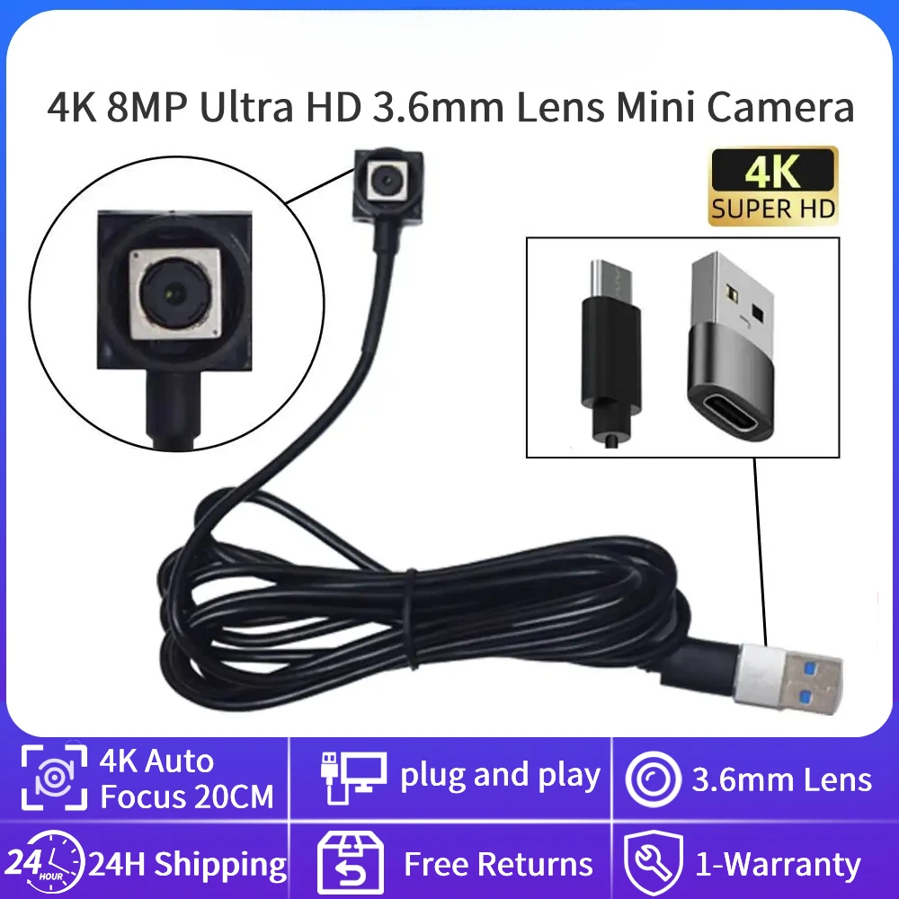PEGATAH 8MP 4K Ultra HD 3.6mm Lens Mini Cam Auto Focus 20CM 15FPS High Speed USB Module Camcorder For PC/Android Mobile Phone
PEGATAH 8MP 4K Ultra HD 3.6mm Lens Mini Cam Auto Focus 20CM 15FPS High Speed USB Module Camcorder For PC/Android Mobile Phone