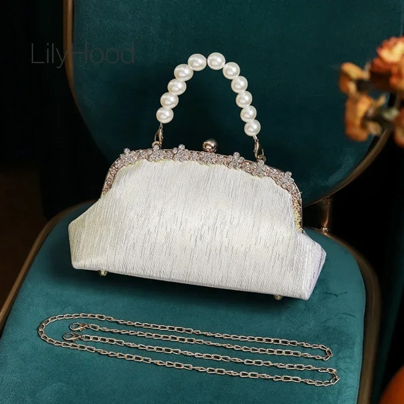 Vintage Wedding Mobile Phone Small Size Short Pearl Handle Handbag 2024 Female Luxury Evening Prom Shiny Side Sling Shoulder Bag 
Vintage Wedding Mobile Phone Small Size Short Pearl Handle Handbag 2024 Female Luxury Evening Prom Shiny Side Sling Shoulder Bag
