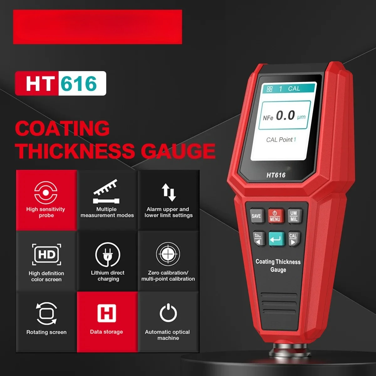 HT616 Car Coating Thickness Gauge 0-1500UM Car Film Paint Thickness Tester Measurement FE/NFE Manual Paint Tool
HT616 Car Coating Thickness Gauge 0-1500UM Car Film Paint Thickness Tester Measurement FE/NFE Manual Paint Tool