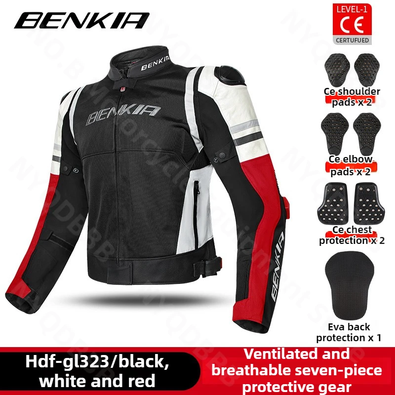 BENKIA New Motorcycle Riding Jacket Mesh Leather Anti Fall Ventilated Breathable Clothing Seven Pieces of Protective Gear 
BENKIA New Motorcycle Riding Jacket Mesh Leather Anti Fall Ventilated Breathable Clothing Seven Pieces of Protective Gear