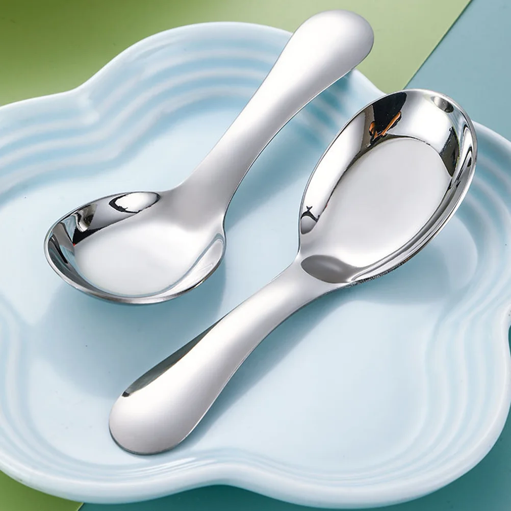 2 Pcs Stainless Steel Kids Spoon Baby Silverware Serving Spoons Metal Rice Porridge Home for Decor Food Large Preschool
2 Pcs Stainless Steel Kids Spoon Baby Silverware Serving Spoons Metal Rice Porridge Home for Decor Food Large Preschool