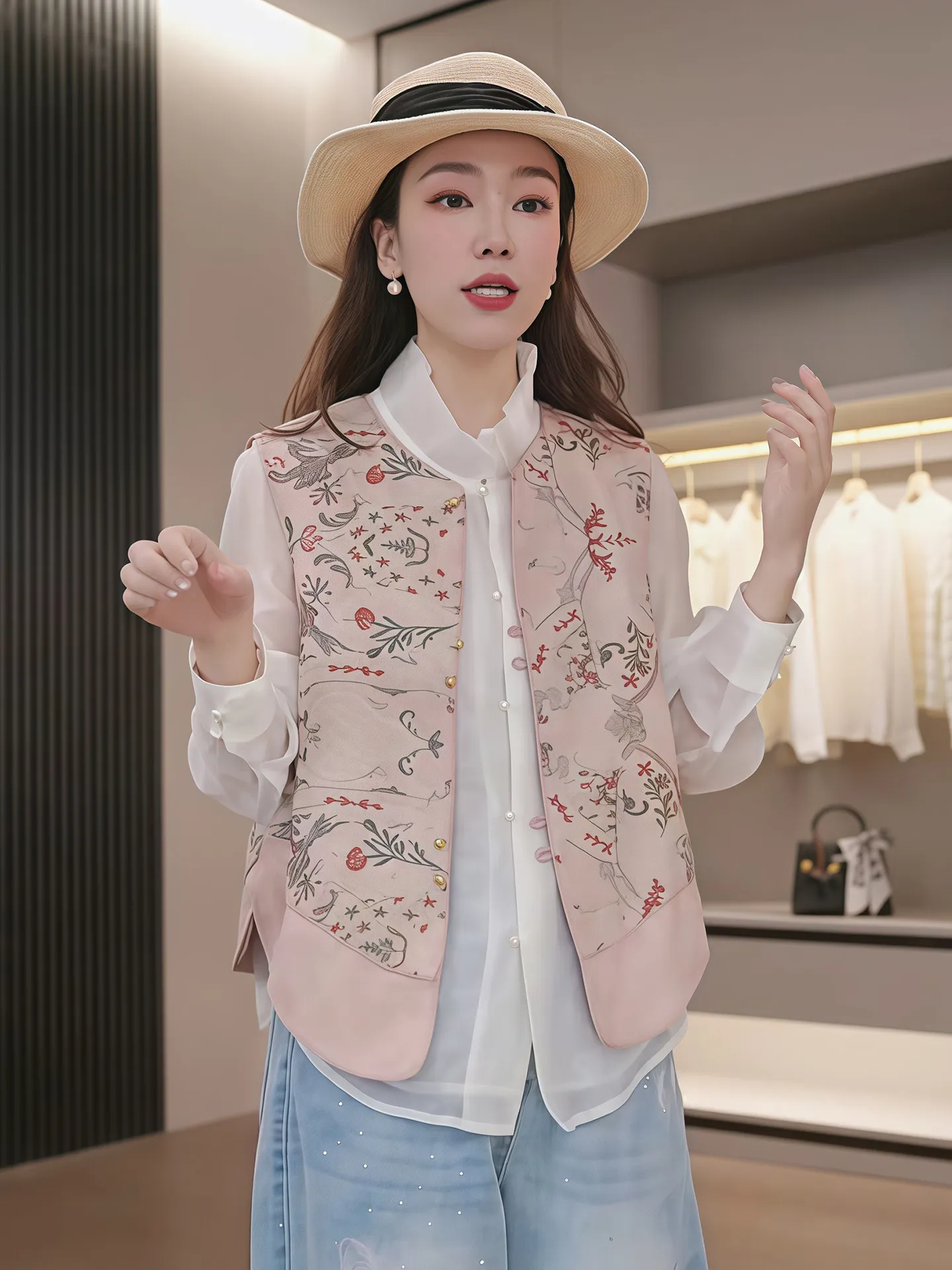 New Chinese Style Embroidered Vest Women's Spring New Sleeveless Top Fashionable Outerwear Two-Piece Set City Walk Loose Fit
New Chinese Style Embroidered Vest Women's Spring New Sleeveless Top Fashionable Outerwear Two-Piece Set City Walk Loose Fit
