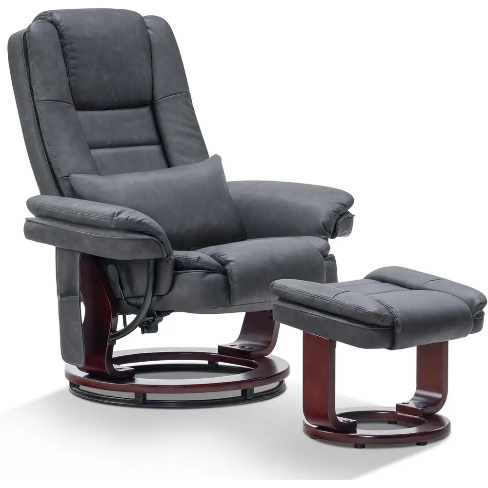 Vibration Massage Recliner with Ottoman, Compact Living Room Chair Set in Grey Auxiliary Leather
Vibration Massage Recliner with Ottoman, Compact Living Room Chair Set in Grey Auxiliary Leather