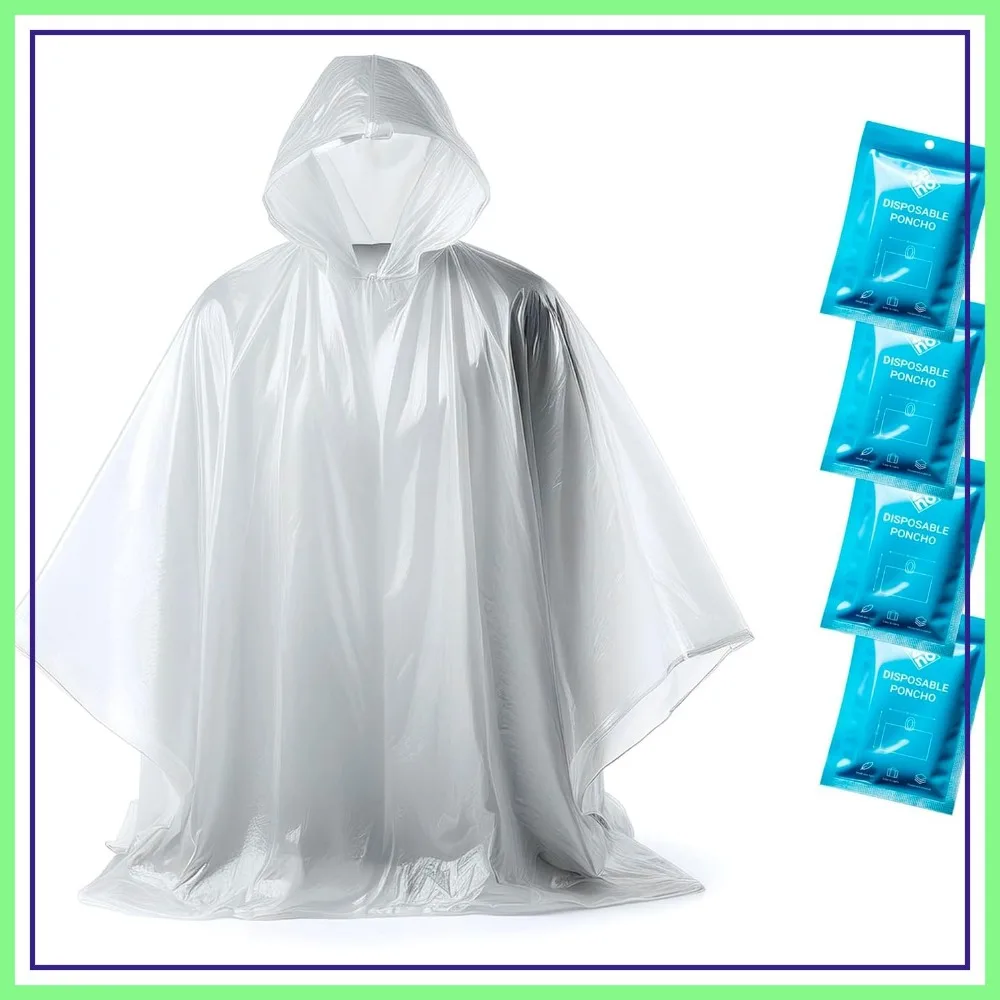 Clear Disposable Rain Ponchos with Hood, Compact Emergency Raincoats for Hiking, Camping, Travel
Clear Disposable Rain Ponchos with Hood, Compact Emergency Raincoats for Hiking, Camping, Travel