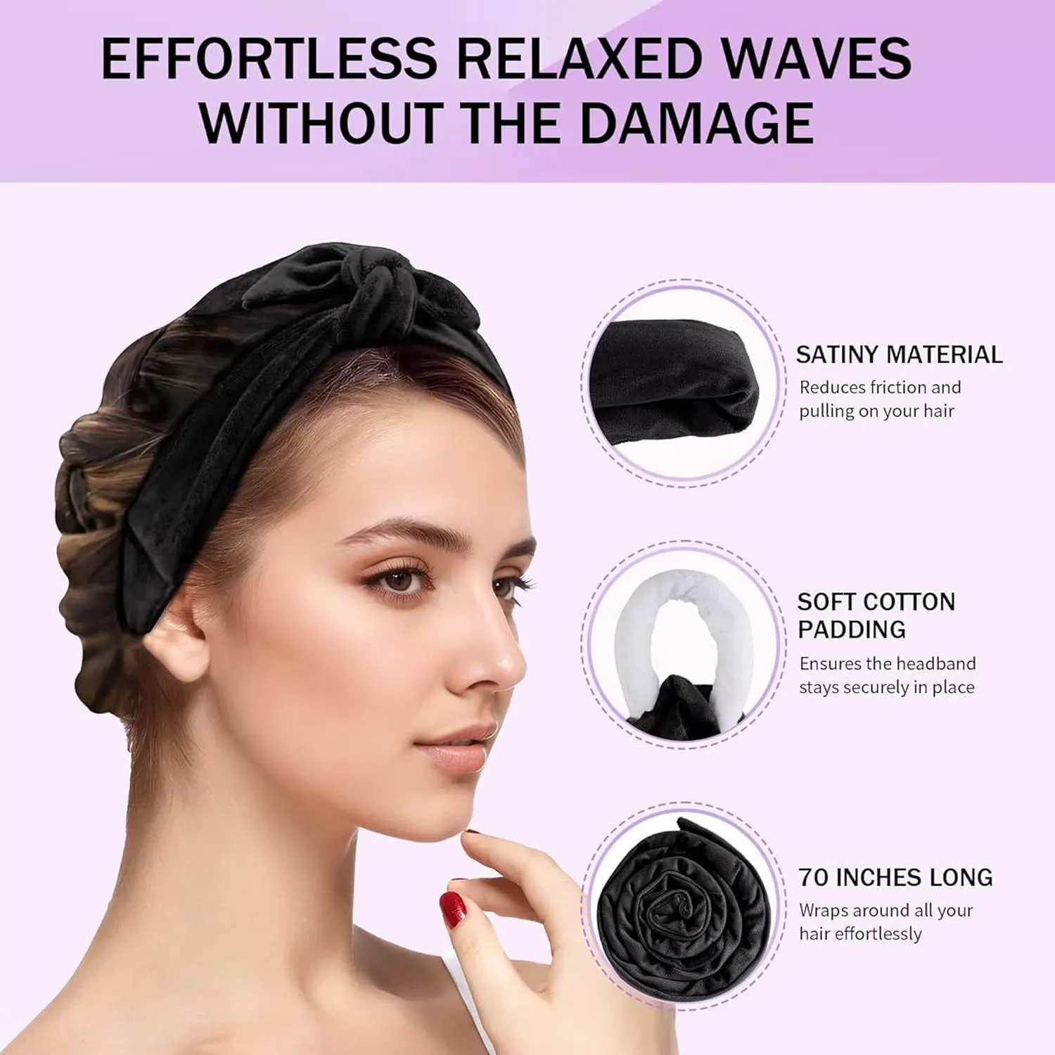 Heatless Curls Overnight Headband,Hair Curlers to Sleep in,No Heat Blowout Rods for Long Hair with Bonnet Sleepy Tie
Heatless Curls Overnight Headband,Hair Curlers to Sleep in,No Heat Blowout Rods for Long Hair with Bonnet Sleepy Tie