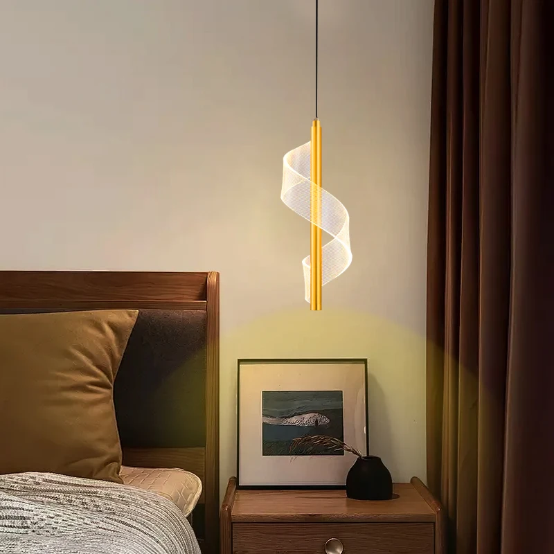 LED bedside pendant light, Nordic spiral indoor hanging line light, bedroom living room home decoration, modern acrylic light
LED bedside pendant light, Nordic spiral indoor hanging line light, bedroom living room home decoration, modern acrylic light
