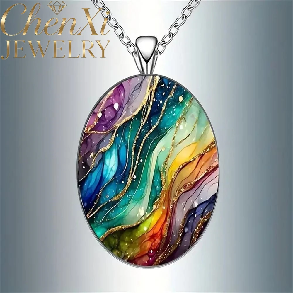 High-End Rainbow Dreamy Ripple Elliptical Glass Pendant Luxury Quality Fashion Fine Jewelry Popular Exquisite Charms Young Gift
High-End Rainbow Dreamy Ripple Elliptical Glass Pendant Luxury Quality Fashion Fine Jewelry Popular Exquisite Charms Young Gift