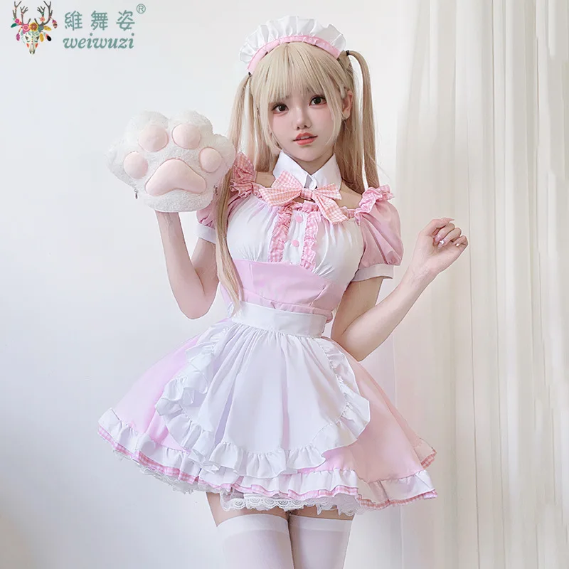 Japanese Sweet Cute Lolita Dress Maid Cosplay Costume Pink Bow Maid Dress Girl Fashion Stage Perfermance Fancy Costume Catwomen
Japanese Sweet Cute Lolita Dress Maid Cosplay Costume Pink Bow Maid Dress Girl Fashion Stage Perfermance Fancy Costume Catwomen