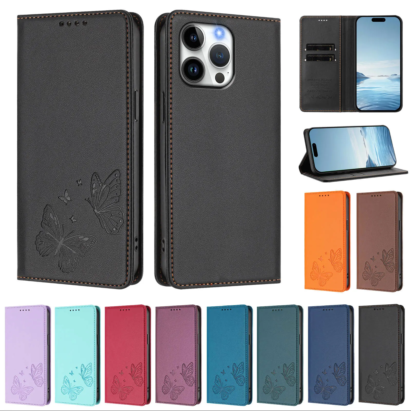 Leather Flip Wallet Case for iPhone 17 Air 16 Pro Max 15 14 13 12 mini 11 Plus Butterfly Embossed Cover with Card Slots Magnetic
Leather Flip Wallet Case for iPhone 17 Air 16 Pro Max 15 14 13 12 mini 11 Plus Butterfly Embossed Cover with Card Slots Magnetic