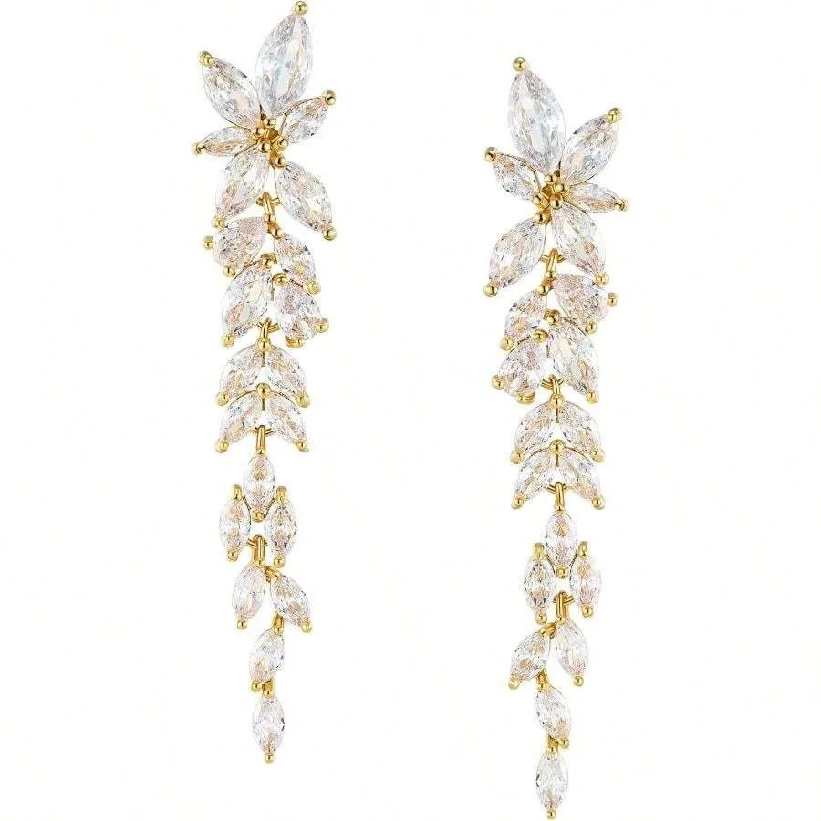 Marquise Cubic Zirconia Wedding Earrings For Women Brides, Crystal Chandelier Bridal Drop Earrings For Prom Pageant
Marquise Cubic Zirconia Wedding Earrings For Women Brides, Crystal Chandelier Bridal Drop Earrings For Prom Pageant