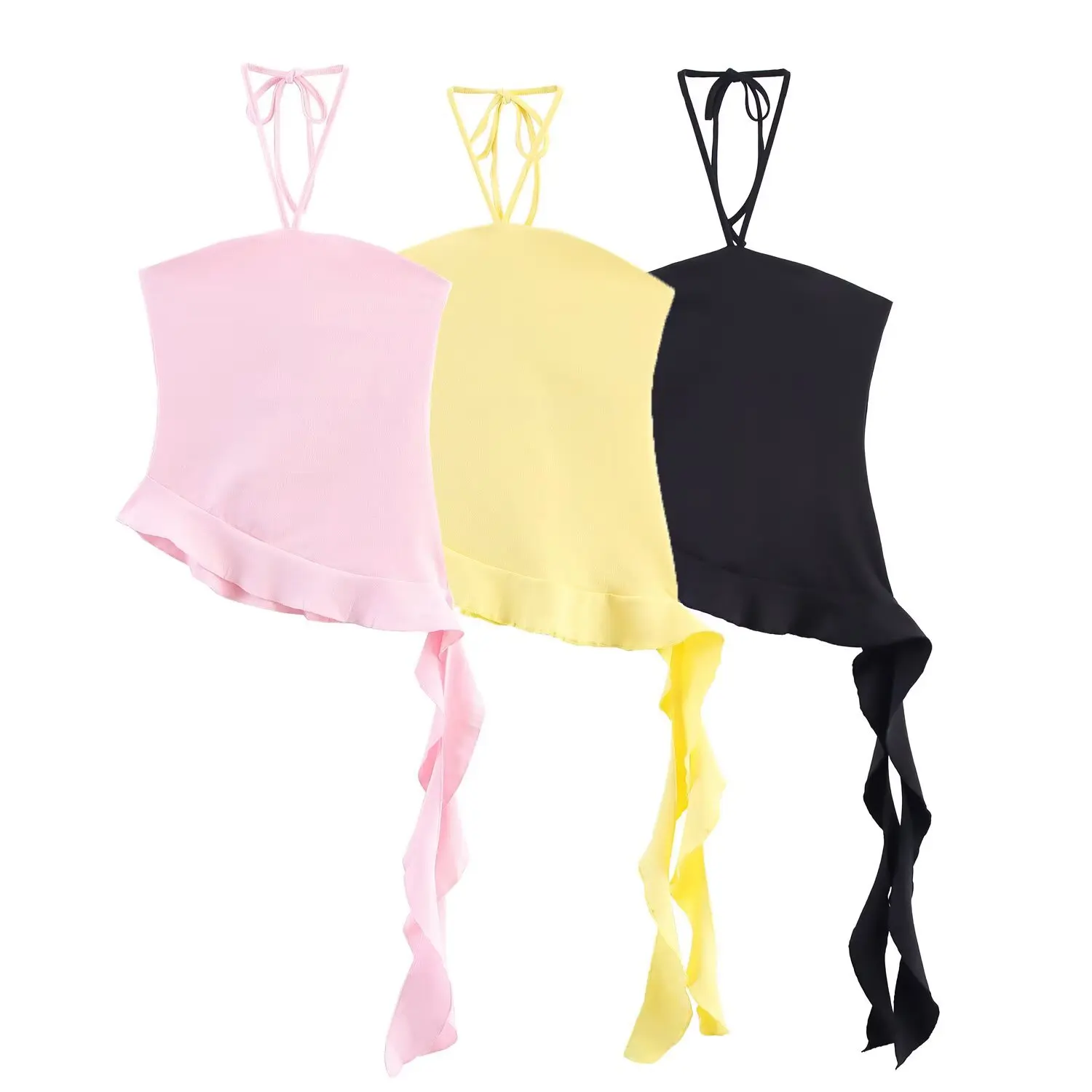 Woman Fashion Solid Backless Laminated Decoration Neck Halter Texture Tops Women Summer Asymmetry Sleeveless Sexy Tops
Woman Fashion Solid Backless Laminated Decoration Neck Halter Texture Tops Women Summer Asymmetry Sleeveless Sexy Tops