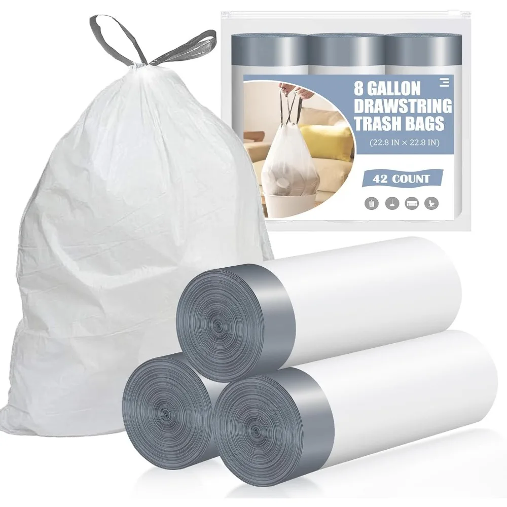 8 Gallon Drawstring Trash Bags, 42 Count Pre-separated Medium Garbage Bags for Easy Use
8 Gallon Drawstring Trash Bags, 42 Count Pre-separated Medium Garbage Bags for Easy Use