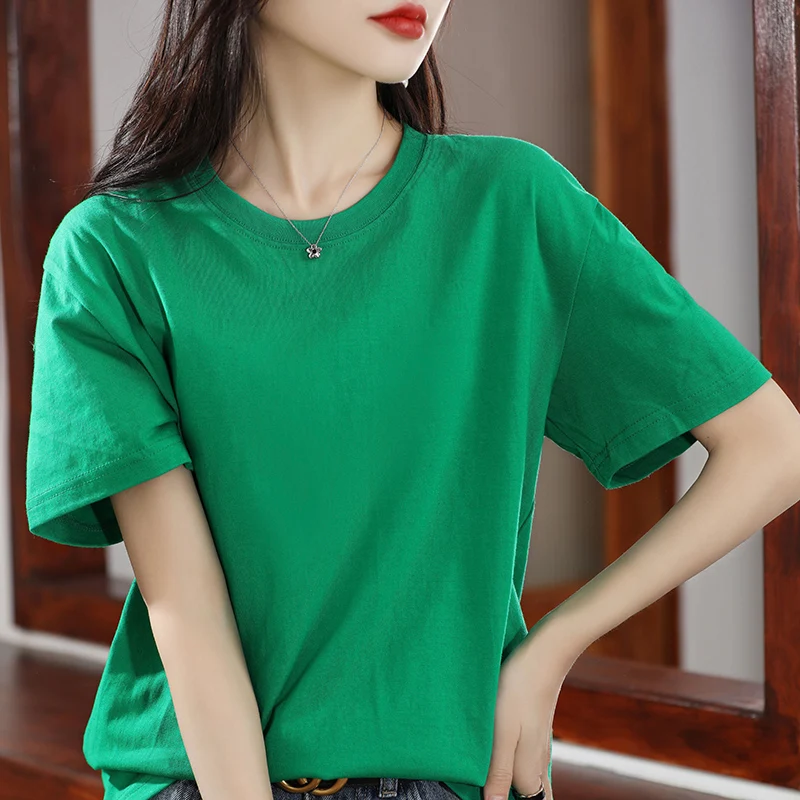 Summer New Cotton Short Sleeve Women's Round Neck Fashion Solid Color T-shirt Loose Comfortable Top
Summer New Cotton Short Sleeve Women's Round Neck Fashion Solid Color T-shirt Loose Comfortable Top