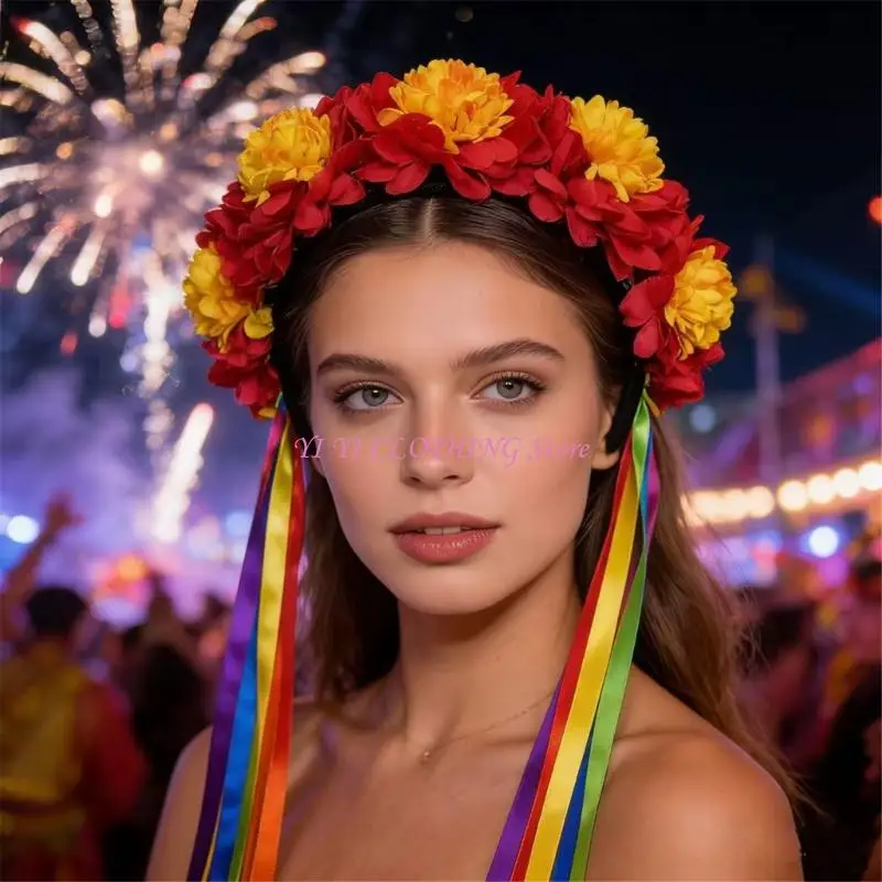 N5KF Bright Artificial Marigold Headpiece Hair Hoop With Soft Fabric Flowers For Halloween And Holiday Event
N5KF Bright Artificial Marigold Headpiece Hair Hoop With Soft Fabric Flowers For Halloween And Holiday Event