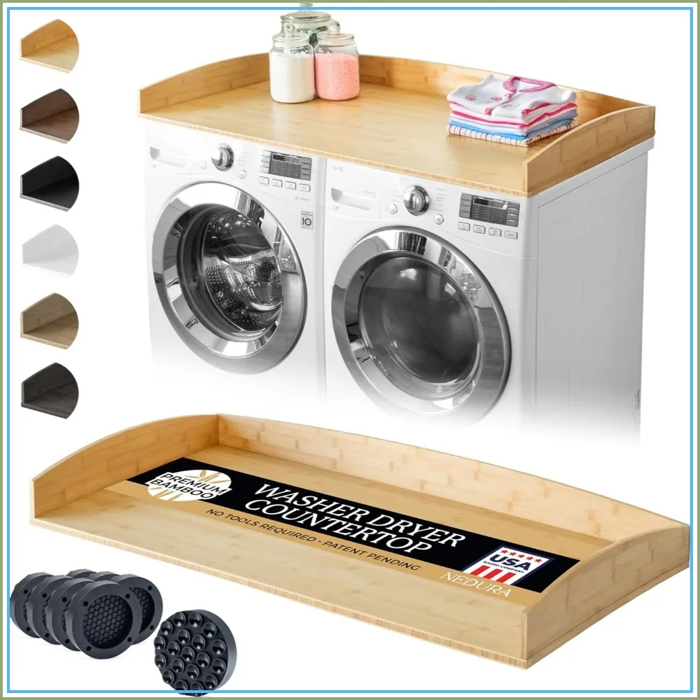 Washer Dryer Countertop for Washing Machine with Anti-Vibration Pads & Curved Edge Rails, Bamboo Laundry Countertop, Washer Dryer Topper, Laundry Room Organization Accessories
Washer Dryer Countertop for Washing Machine with Anti-Vibration Pads & Curved Edge Rails, Bamboo Laundry Countertop, Washer Dryer Topper, Laundry Room Organization Accessories