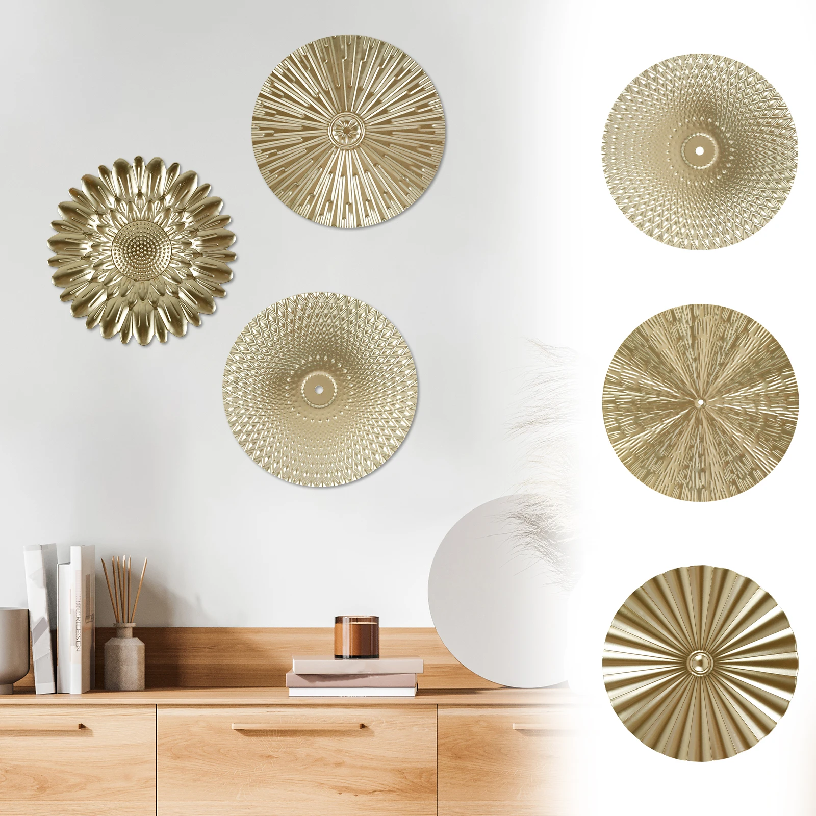 3Pcs Metal Plate Wall Decor Gold Disc Wall Art Modern Style Abstract Wall Decorations Gold Wall Art Hanging Sculptures Elegant
3Pcs Metal Plate Wall Decor Gold Disc Wall Art Modern Style Abstract Wall Decorations Gold Wall Art Hanging Sculptures Elegant