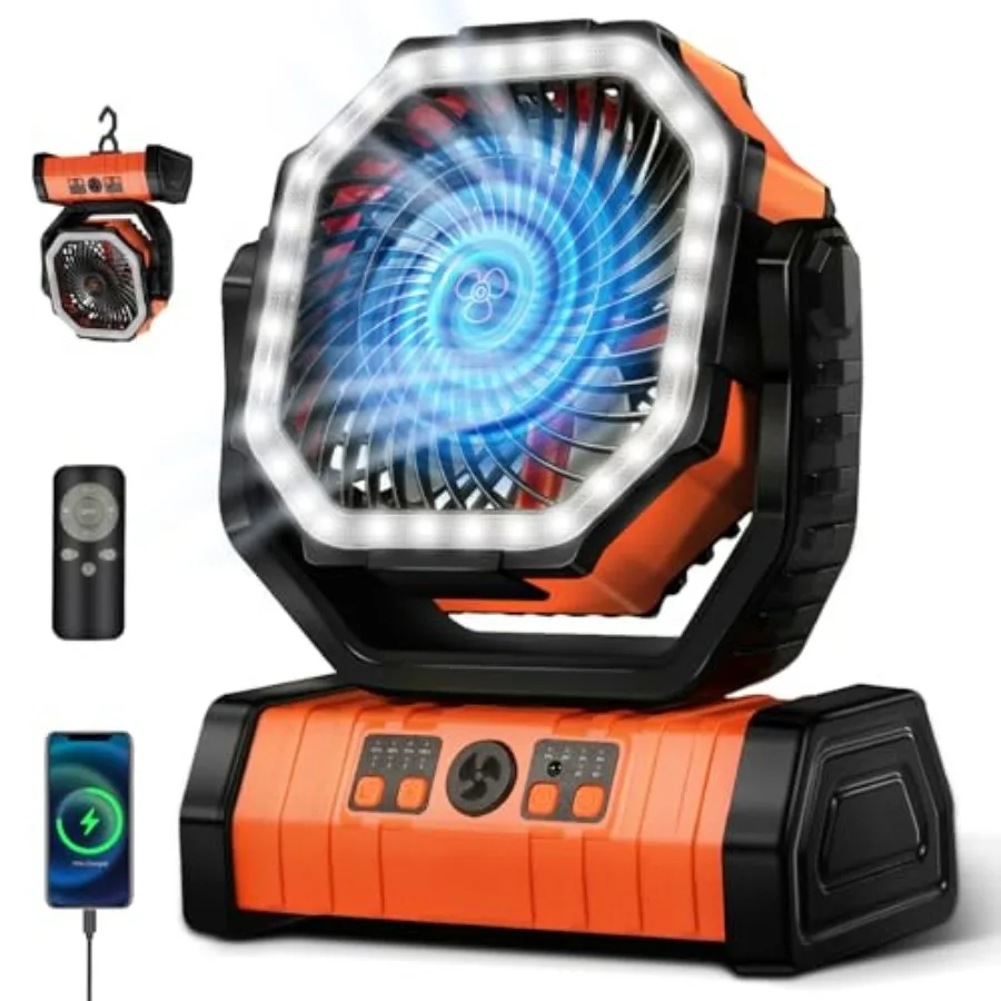 Rechargeable Battery Powered Fan, 20000mAh Portable Camping Fan with 360° Adjustable Head, 4 Speeds and LED Light, Quiet Outdoo
Rechargeable Battery Powered Fan, 20000mAh Portable Camping Fan with 360° Adjustable Head, 4 Speeds and LED Light, Quiet Outdoo