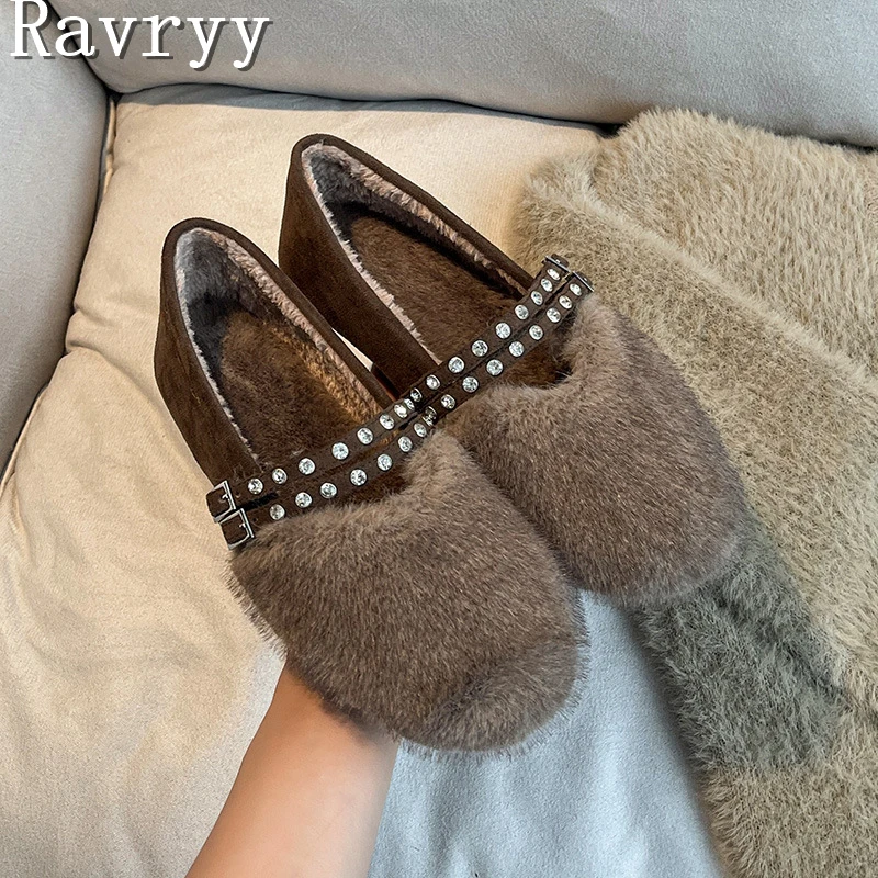 Women's Winter Plush Flat Shoes Fashion Rhinestones Buckle Belt Round Toe Outdoor Leisure Warm Cotton Shoes
Women's Winter Plush Flat Shoes Fashion Rhinestones Buckle Belt Round Toe Outdoor Leisure Warm Cotton Shoes