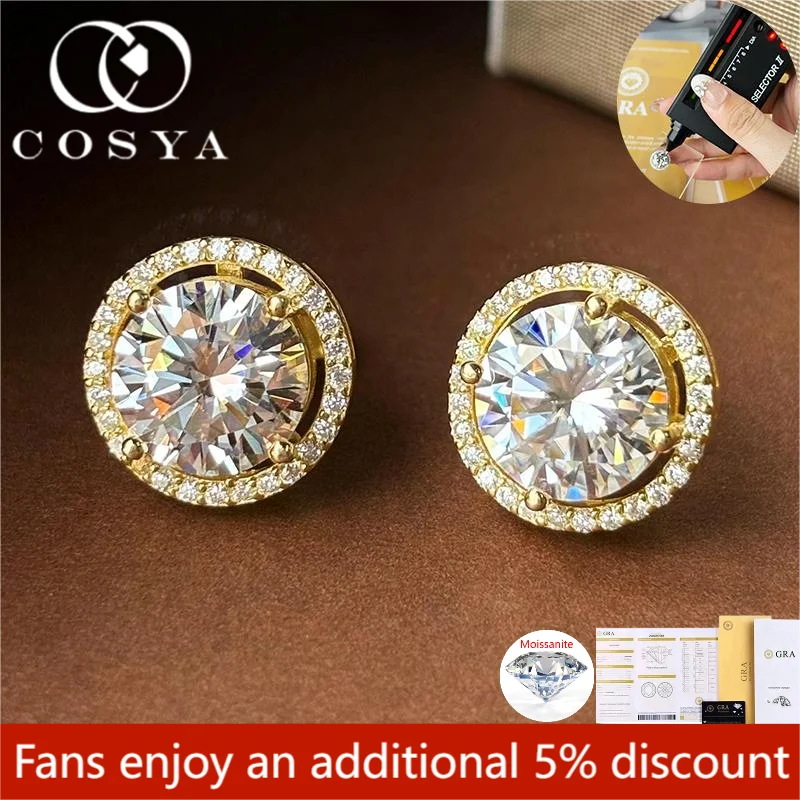 COSYA 1ct D Color Moissanite Stud Earrings for Women Wedding Fine Jewelry GRA Certified 925 Sterling Silver Plated 18K Gold
COSYA 1ct D Color Moissanite Stud Earrings for Women Wedding Fine Jewelry GRA Certified 925 Sterling Silver Plated 18K Gold