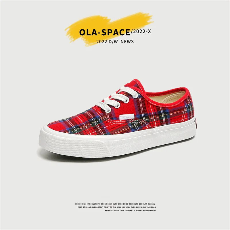 Red Plaid Canvas Shoes for Women Korean Style Student Versatile Ulzng Trendy Shoe New Design Design Board Shoe
Red Plaid Canvas Shoes for Women Korean Style Student Versatile Ulzng Trendy Shoe New Design Design Board Shoe