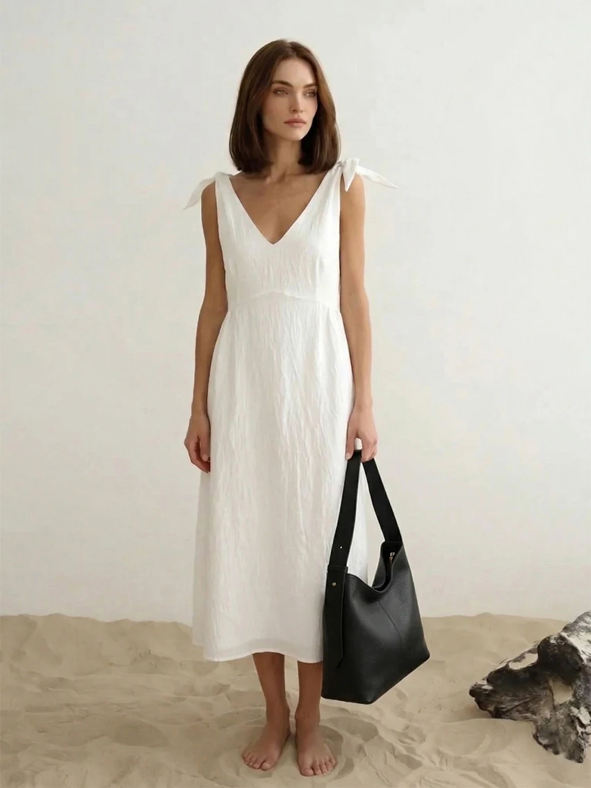Parc Fee Summer Loose White Women's Dress 2026 Sexy V-Neck Sleeveless Midi Dresses Elegant Classic Solid Female Dress Streetwear
Parc Fee Summer Loose White Women's Dress 2026 Sexy V-Neck Sleeveless Midi Dresses Elegant Classic Solid Female Dress Streetwear