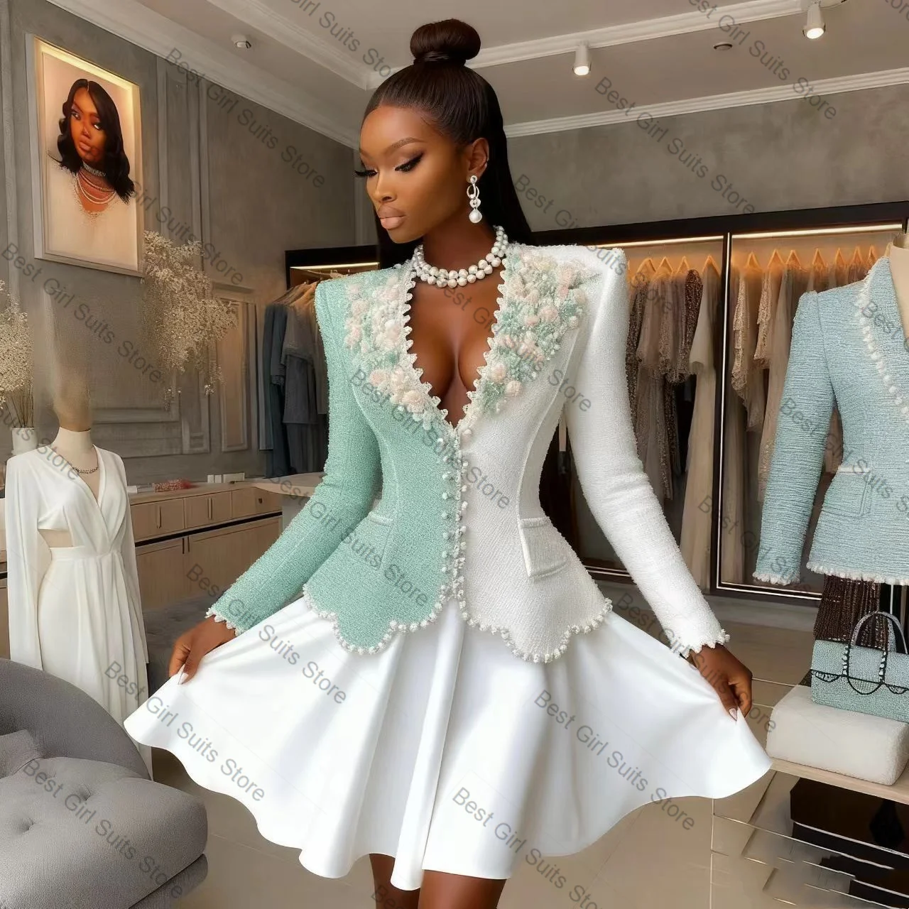 White Green Women Suit Skirt Set 2 Piece Blazer+Prom Dress 3D Flower Formal Office Lady Jacket Customized Prom Wedding Coat
White Green Women Suit Skirt Set 2 Piece Blazer+Prom Dress 3D Flower Formal Office Lady Jacket Customized Prom Wedding Coat