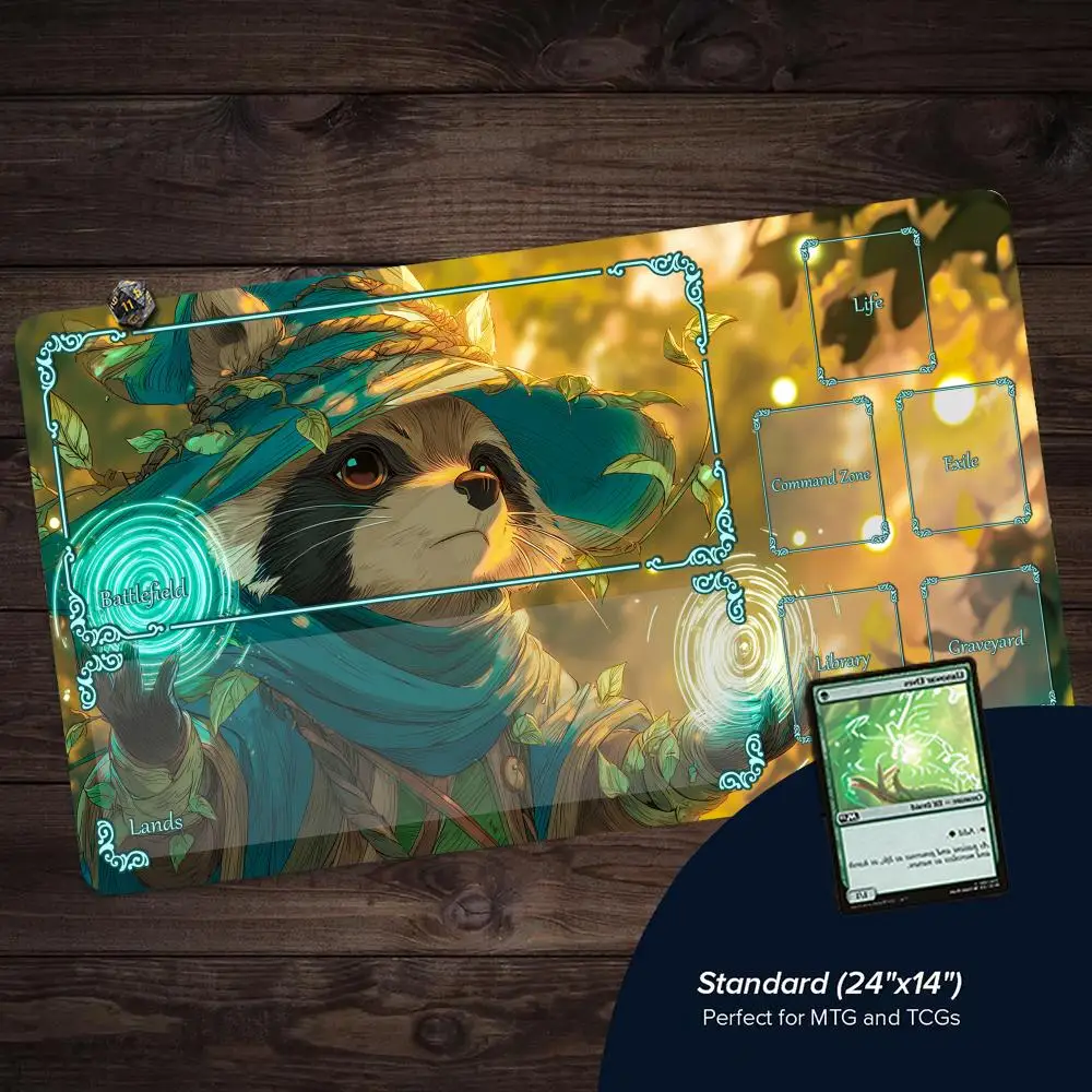Cute Magic Raccoon MTG Playmat Magic Card Mat with Stitched Edge Non-Slip Durable Tabletop playmat Board Game Mat for TCG
Cute Magic Raccoon MTG Playmat Magic Card Mat with Stitched Edge Non-Slip Durable Tabletop playmat Board Game Mat for TCG