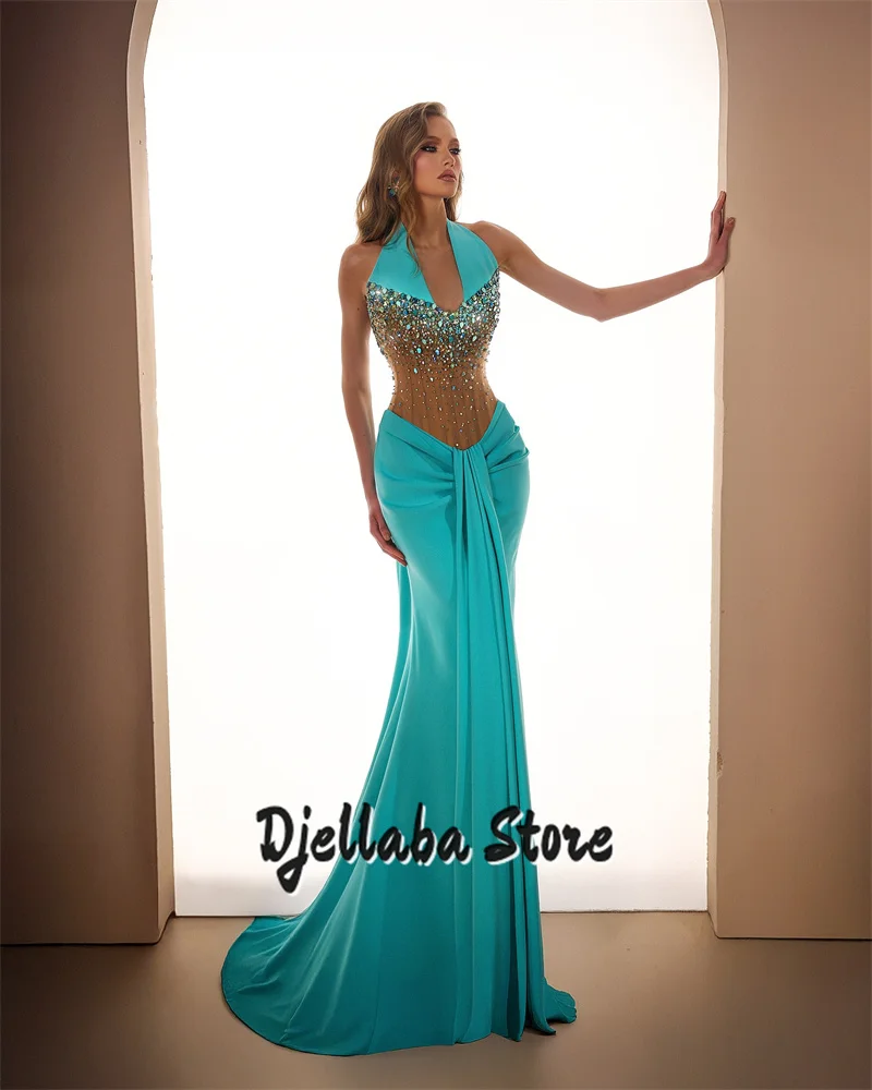 Attractive Celebrity Dresses Mermaid Halter Sleeveless Crystal Long Evening Dress Party Dress Vestidos De Noche Customized
Attractive Celebrity Dresses Mermaid Halter Sleeveless Crystal Long Evening Dress Party Dress Vestidos De Noche Customized