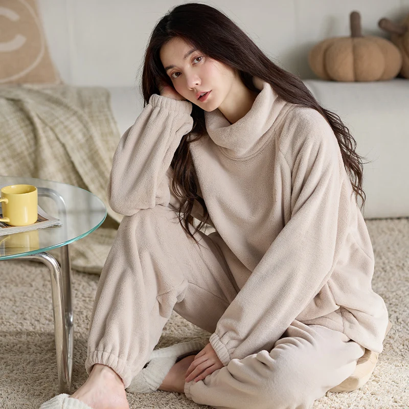 Winter High Neck Flannel Pajamas Long Sleeve Pyjamas Women Warm Pijamas Mujer Loungewear Home Clothes Coral Fleece Sleep Set
Winter High Neck Flannel Pajamas Long Sleeve Pyjamas Women Warm Pijamas Mujer Loungewear Home Clothes Coral Fleece Sleep Set