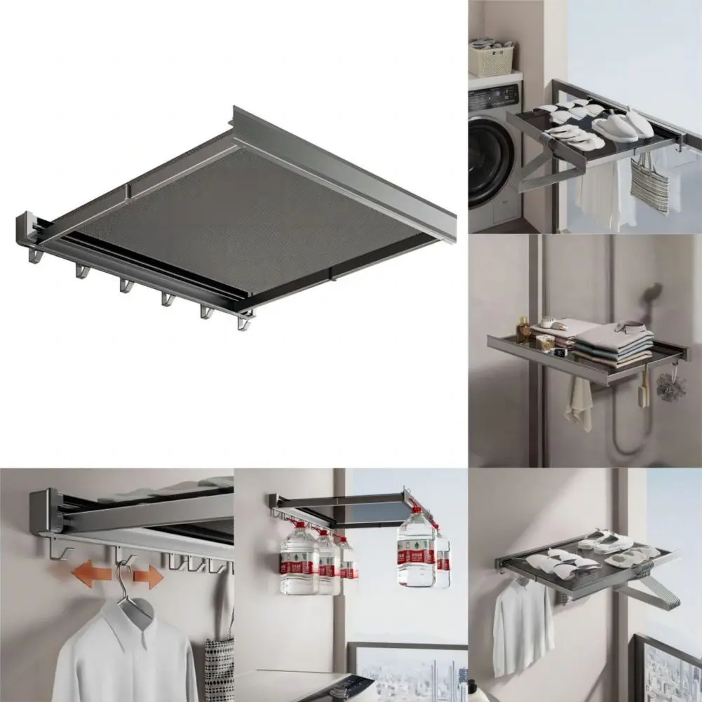 Mesh Drying Rack Wall-mounted Space Aluminum + Thickened Mesh Stckable Dry Rack With 6 Hooks For Clothes, Gloves, Shoes
Mesh Drying Rack Wall-mounted Space Aluminum + Thickened Mesh Stckable Dry Rack With 6 Hooks For Clothes, Gloves, Shoes