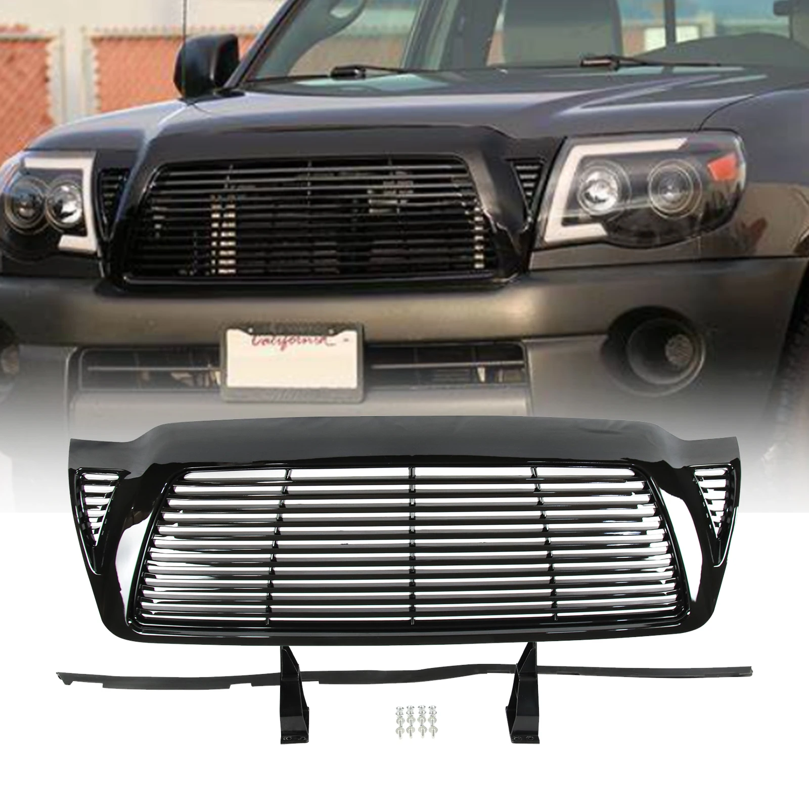 Front Bumper Hood Grille for 2005-2011 Toyota Tacoma Glossy Black Mesh Grill
Front Bumper Hood Grille for 2005-2011 Toyota Tacoma Glossy Black Mesh Grill