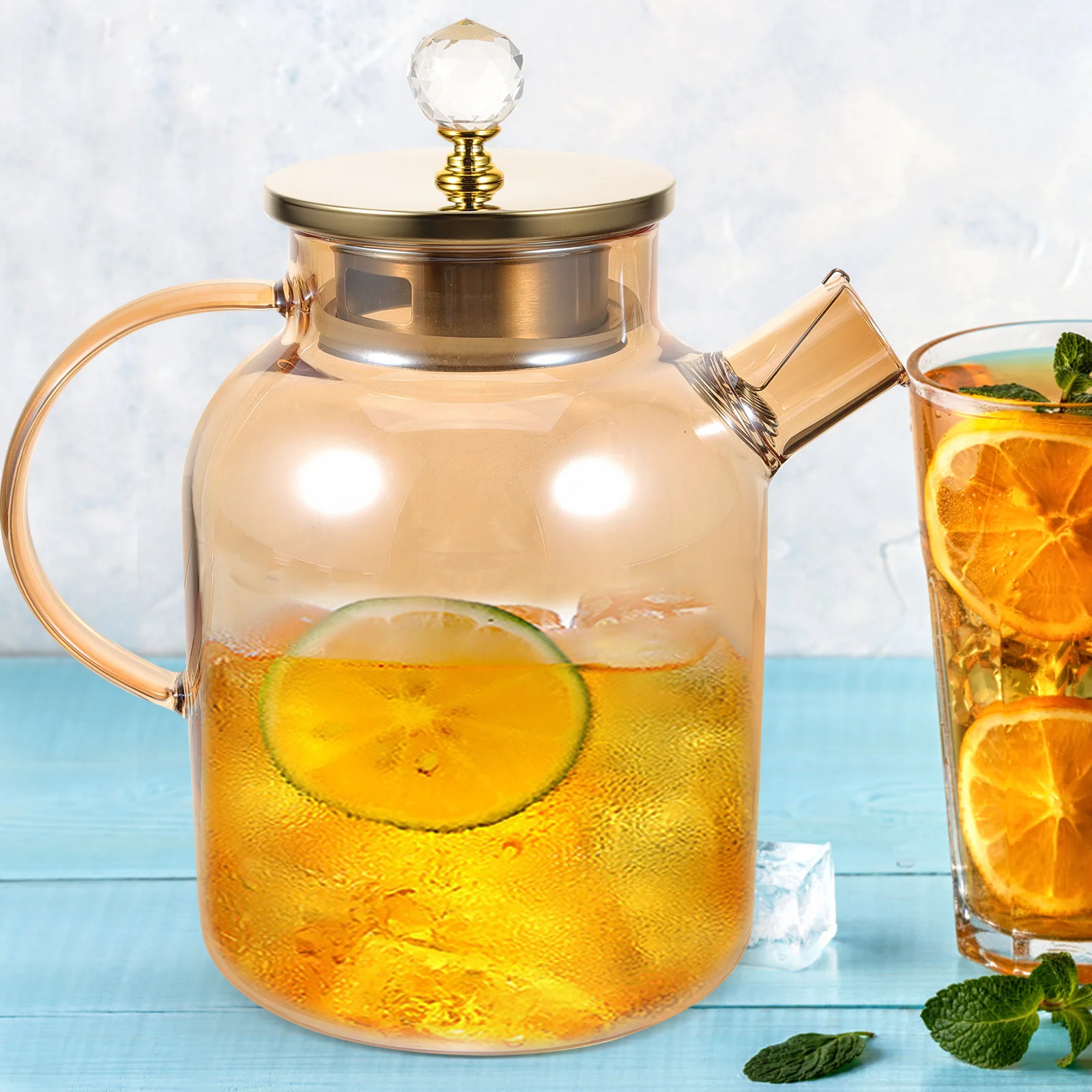 Glass Water Pitcher Large Capacity Transparent Cold Water Jug Ergonomic Handle Perfect for Tea Juice Beer Home Use 
Glass Water Pitcher Large Capacity Transparent Cold Water Jug Ergonomic Handle Perfect for Tea Juice Beer Home Use