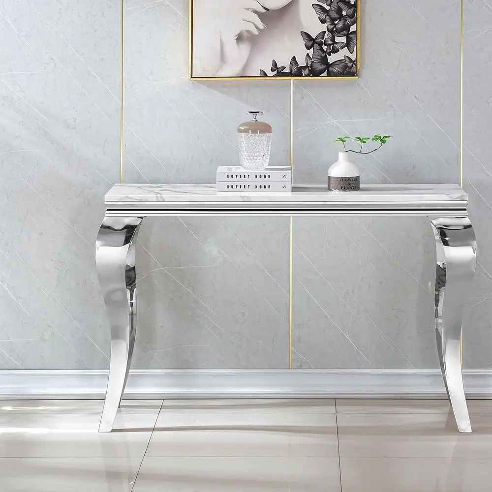 Elegant White Marble Top Sofa Table with Stainless Steel Legs for Living Room and Hallway
Elegant White Marble Top Sofa Table with Stainless Steel Legs for Living Room and Hallway