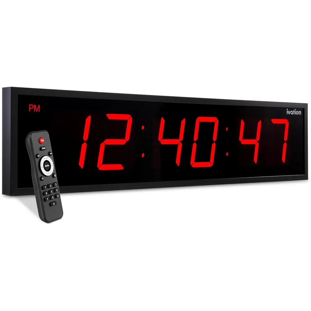 Large 48 LED Digital Clock with Multi-Function Display: Stopwatch, Timer, Alarms, Temperature, and Date | 6 Brightness Levels, T
Large 48 LED Digital Clock with Multi-Function Display: Stopwatch, Timer, Alarms, Temperature, and Date | 6 Brightness Levels, T