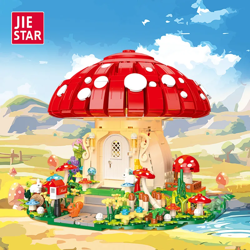 JJ9185 Fantasy Mushroom House Romantic Atmosphere Model with Lights DIY Assembly Small Particle Building Block Toy 1296pcs
JJ9185 Fantasy Mushroom House Romantic Atmosphere Model with Lights DIY Assembly Small Particle Building Block Toy 1296pcs