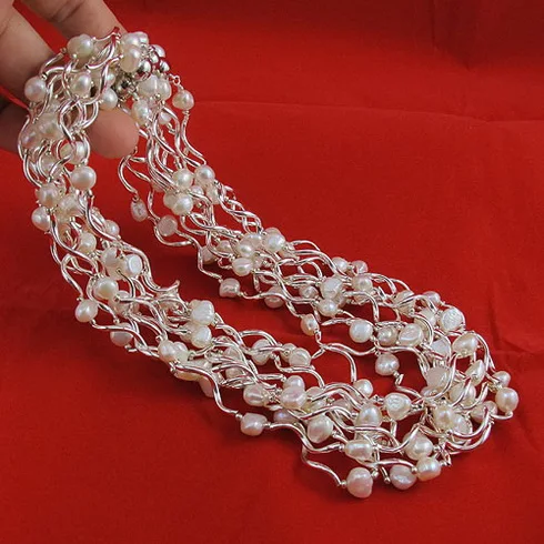 Wedding Birthday Pearl Necklace Silver Tube White Baroque Freshwater Pearl Jewelry Magnet Clasp Handmade Jewelry Lady Gift
Wedding Birthday Pearl Necklace Silver Tube White Baroque Freshwater Pearl Jewelry Magnet Clasp Handmade Jewelry Lady Gift