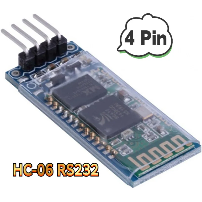 HC-06 RS232 4 Pin Bluetooth Serial Transceiver Module, Wireless UART Slave Device with LED Status, 30ft Range
HC-06 RS232 4 Pin Bluetooth Serial Transceiver Module, Wireless UART Slave Device with LED Status, 30ft Range