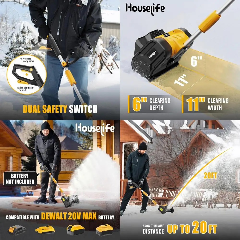 11 Lightweight Electric Snow Blower - 20 ft Max Throw, Adjustable Handle for Driveway, Deck, Patio & Steps
11 Lightweight Electric Snow Blower - 20 ft Max Throw, Adjustable Handle for Driveway, Deck, Patio & Steps