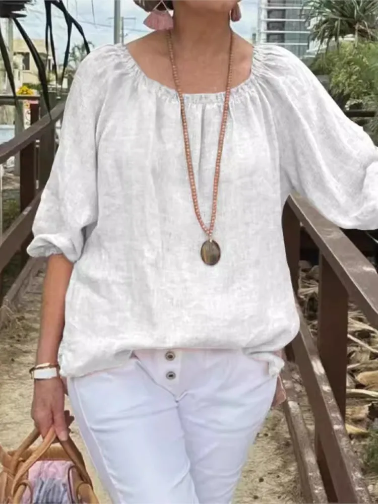 Women's Fashion O-Neck T Shirt Casual Solid Pullover Loose Top Tshirts For Female Elegant Office Tops Tee Shirt Femme Summer New
Women's Fashion O-Neck T Shirt Casual Solid Pullover Loose Top Tshirts For Female Elegant Office Tops Tee Shirt Femme Summer New