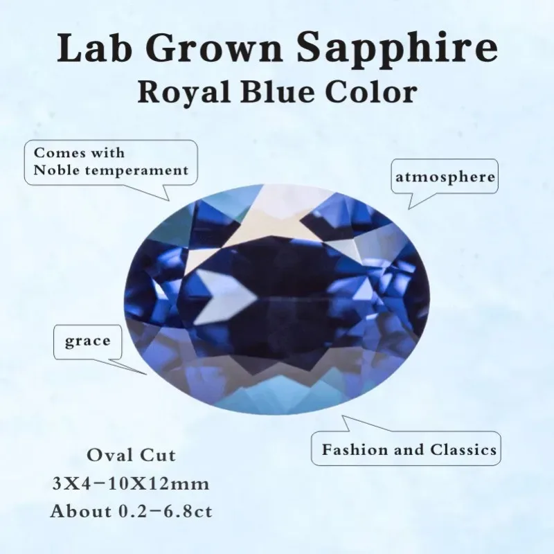 Lab Grown Sapphire Royal Blue Color Oval Cut Gems For diy Jewelry Setting&Custom Design Selectable AGL Certificate
Lab Grown Sapphire Royal Blue Color Oval Cut Gems For diy Jewelry Setting&Custom Design Selectable AGL Certificate