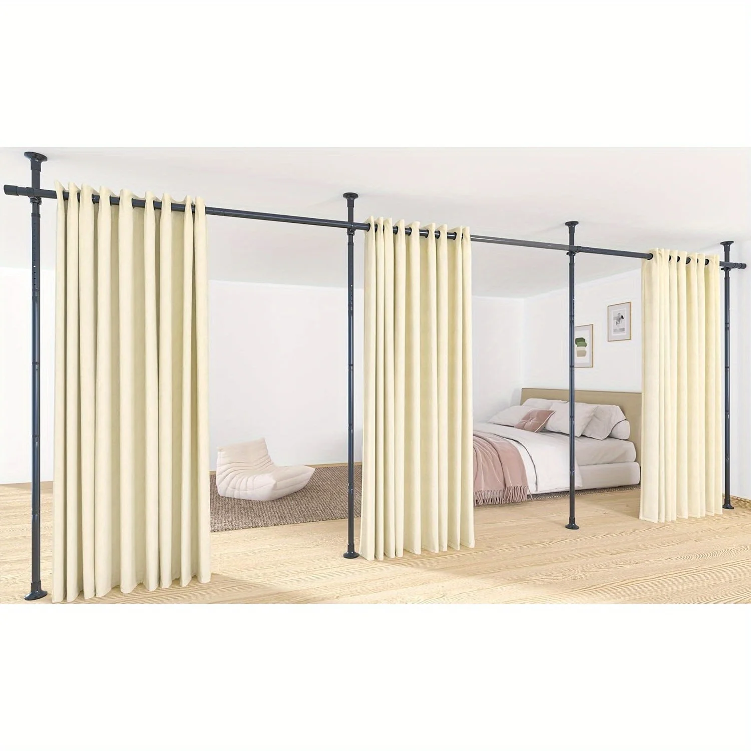 28-171in Wide Adjustable Tension Rod for Bedroom - Room Divider Curtain Rod | Heavy Duty Floor to Ceiling Separation Partitions for Temporary Privacy | No Drilling Required - Ideal for Home Decor & Kitchen (Curtains Not Included)
28-171in Wide Adjustable Tension Rod for Bedroom - Room Divider Curtain Rod | Heavy Duty Floor to Ceiling Separation Partitions for Temporary Privacy | No Drilling Required - Ideal for Home Decor & Kitchen (Curtains Not Included)