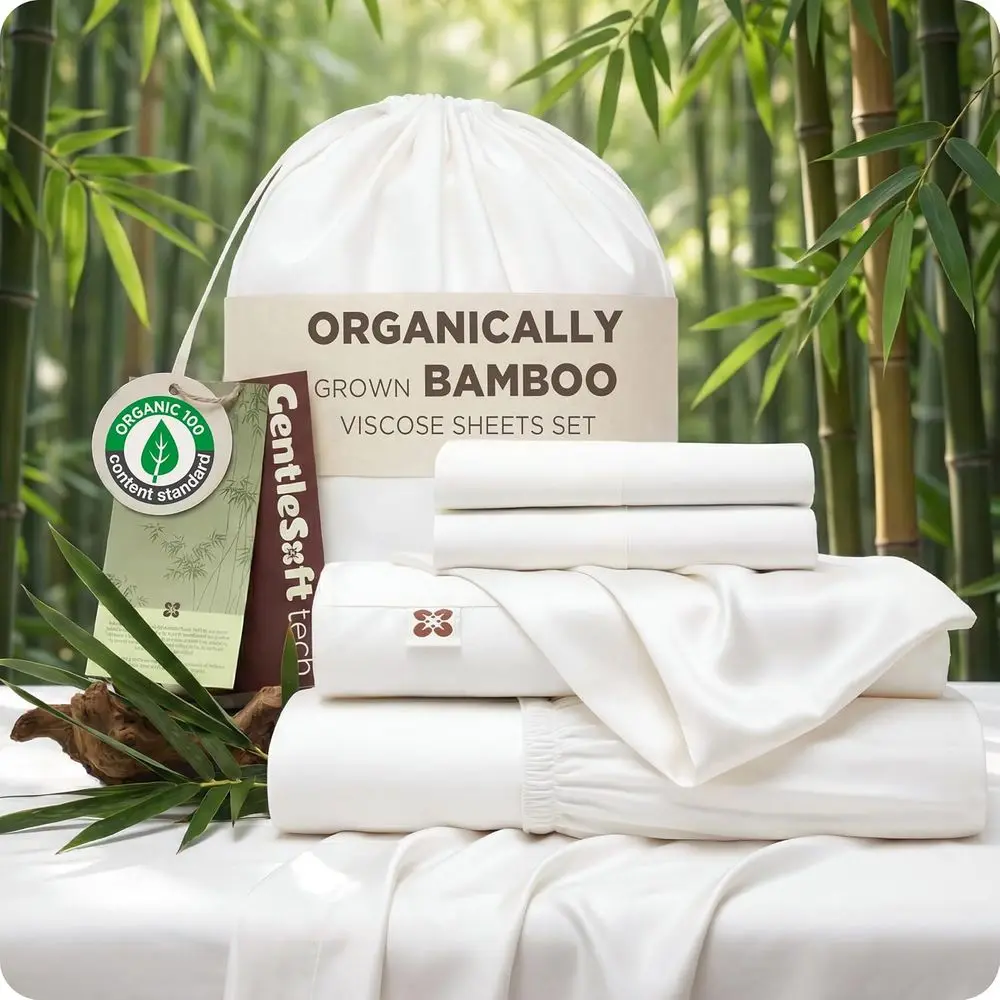 Luxury Organic Bamboo Viscose Queen Sheets | Cooling for Hot Sleepers | Silky Soft Woven | 18 Deep Pocket with Straps | Oeko-Tex
Luxury Organic Bamboo Viscose Queen Sheets | Cooling for Hot Sleepers | Silky Soft Woven | 18 Deep Pocket with Straps | Oeko-Tex